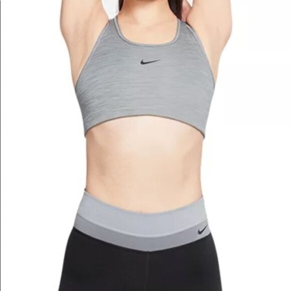 Nike Sports Bra Women’s Size Small Smoke Grey‎ Black Swoosh Logo Dri-fit - Picture 6 of 10